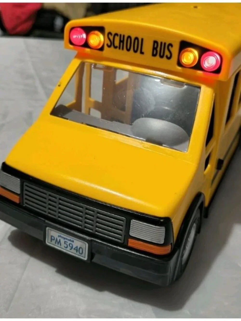 2011 PLAYMOBIL Yellow School Bus w/ Flashing Lights Vehicle Tested No Stop Sign